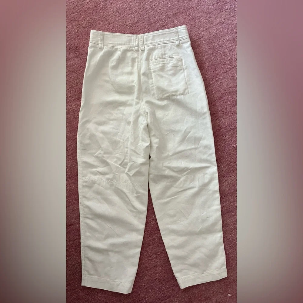 EUC Banana Republic Mya Cotton-Linen Cargo Iced Vanilla Ivory High Rise Pants 4